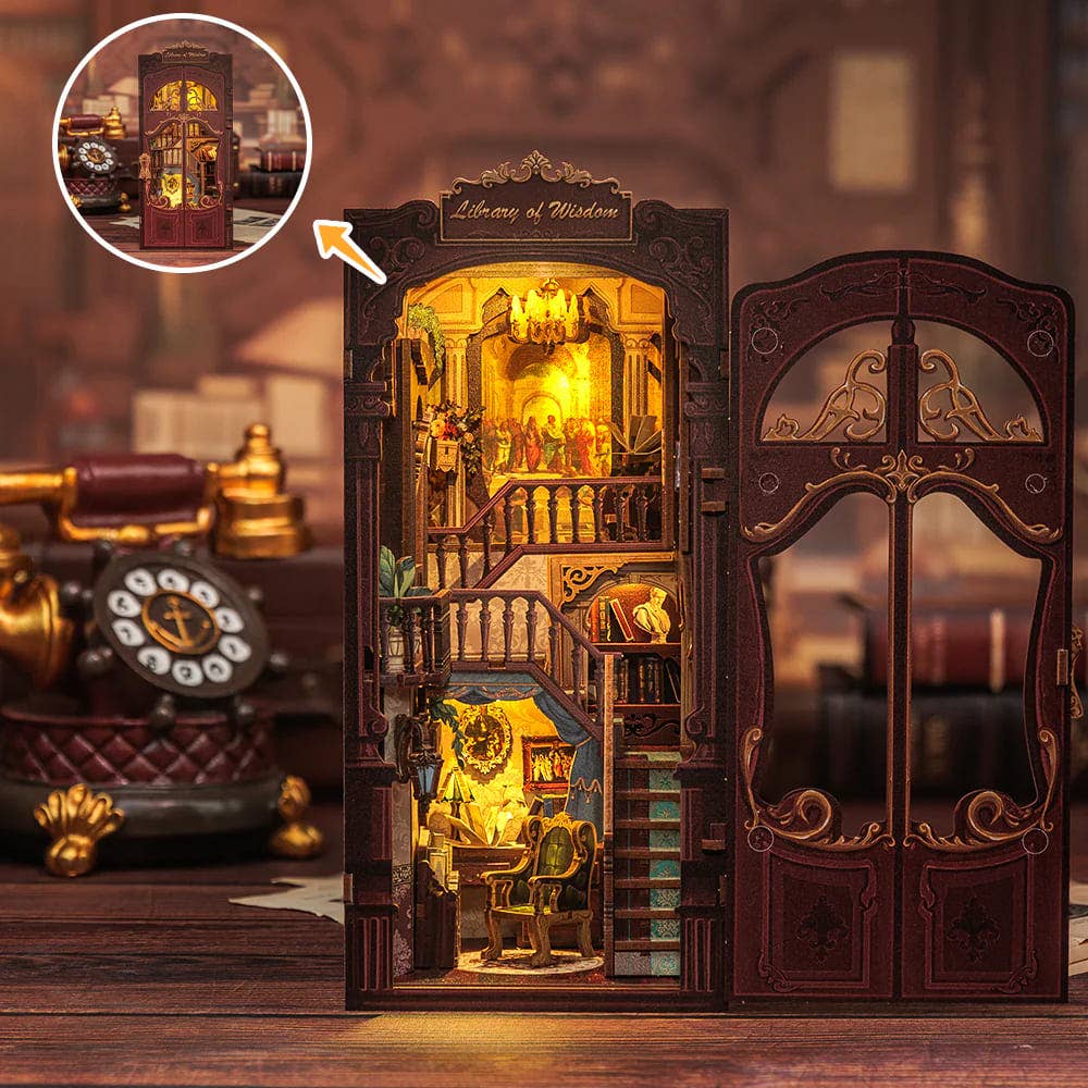 Fermalibri in legno da montare - Angolo di lettura CUTEBEE con illuminazione a LED