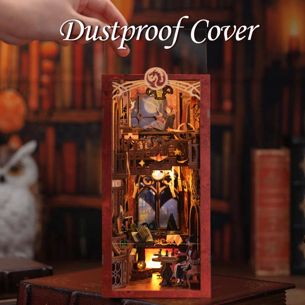 Fermalibri Flame Common Room - Book Nook CUTEBEE in legno con illuminazione LED