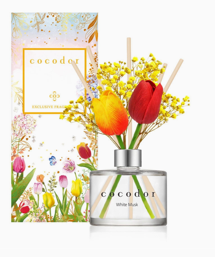 Cocodor Diffusore Tulipano 200 ml (6,7 oz) con Fragranza Musk Bianco