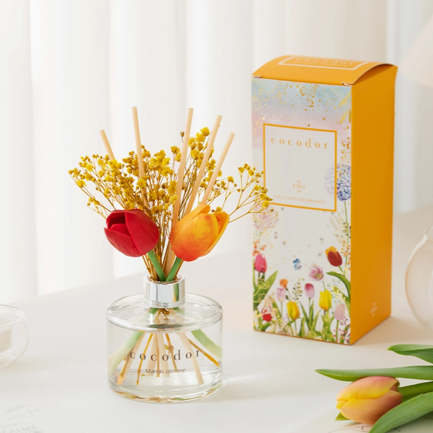 Cocodor Diffusore Tulipano 200 ml (6,7 oz) con Fragranza Musk Bianco