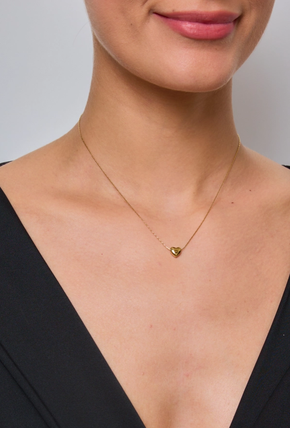Collana sottile con cuore in acciaio inox