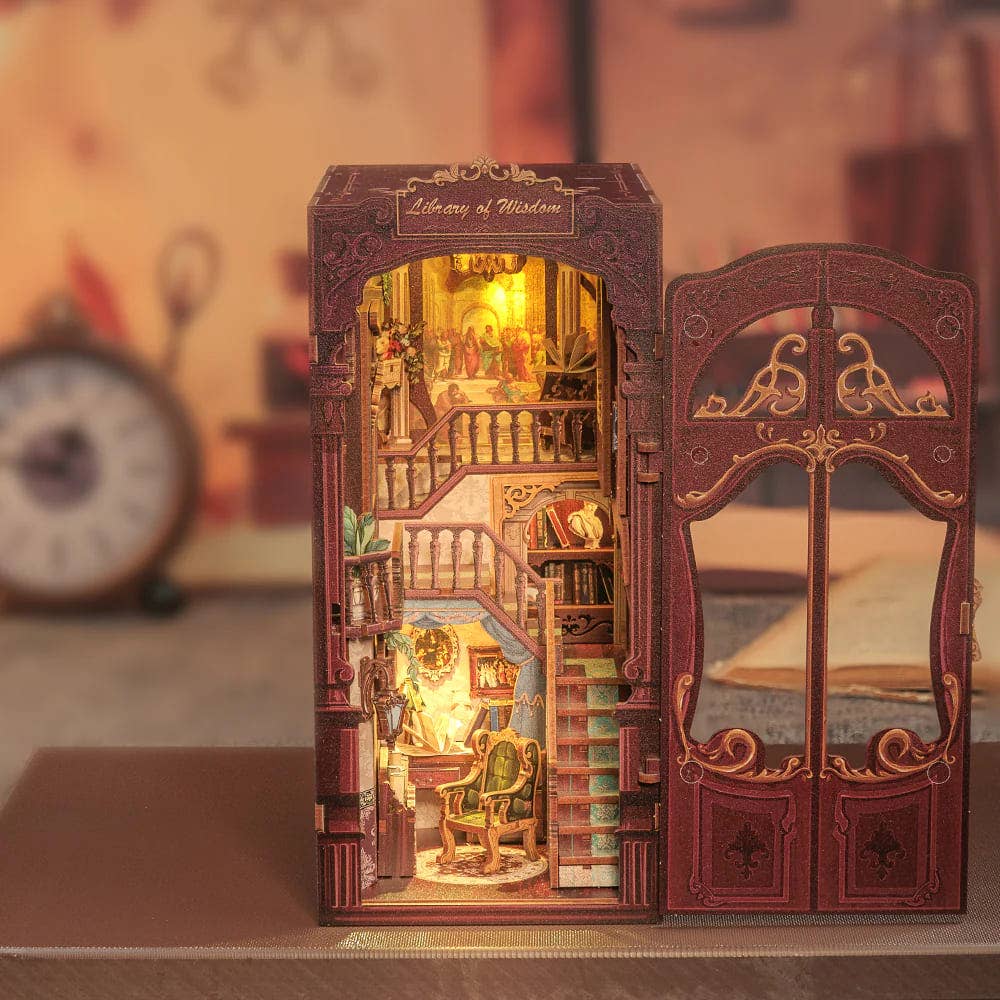 Fermalibri in legno da montare - Angolo di lettura CUTEBEE con illuminazione a LED