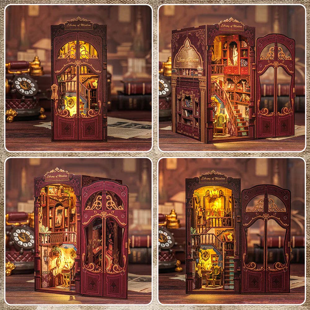 Fermalibri in legno da montare - Angolo di lettura CUTEBEE con illuminazione a LED